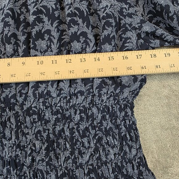 Madewell Dress Womens Large Blue Floral Smocked Waist Long Sleeve Maxi Boho - Picture 5 of 13